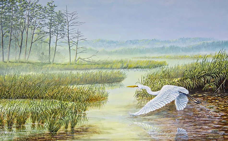 Above The Rolling Water - A painting by C.F. Lawrenson